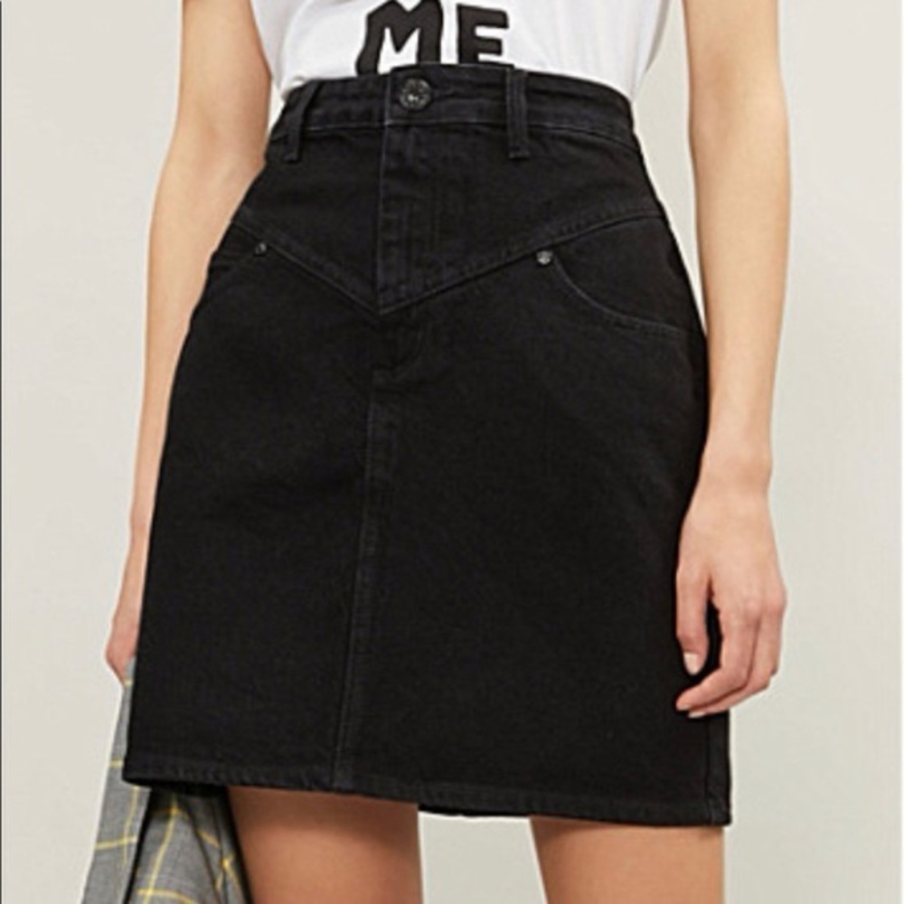 Sandro Zina High Rise Mini Denim Skirt Black Size 1 /Small